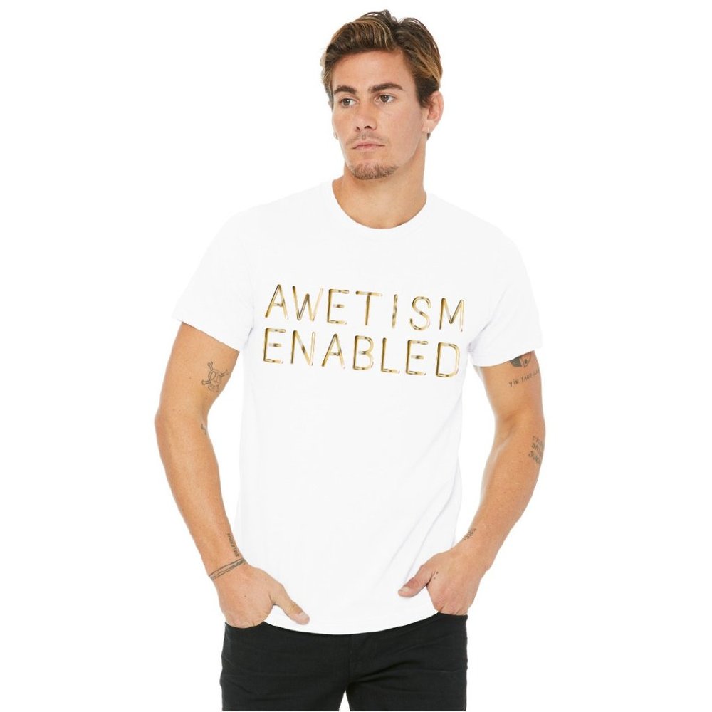 AWETISM ENABLED T-Shirt Men's Unisex Autism Support Awareness White  AWE3001-100 - Picture 2 of 9
